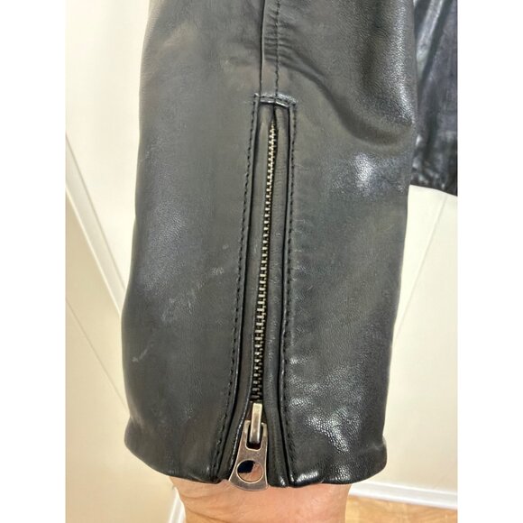 Lucky Brand Womens Black Genuine Leather Moto Jacket Size L - Picture 9 of 16